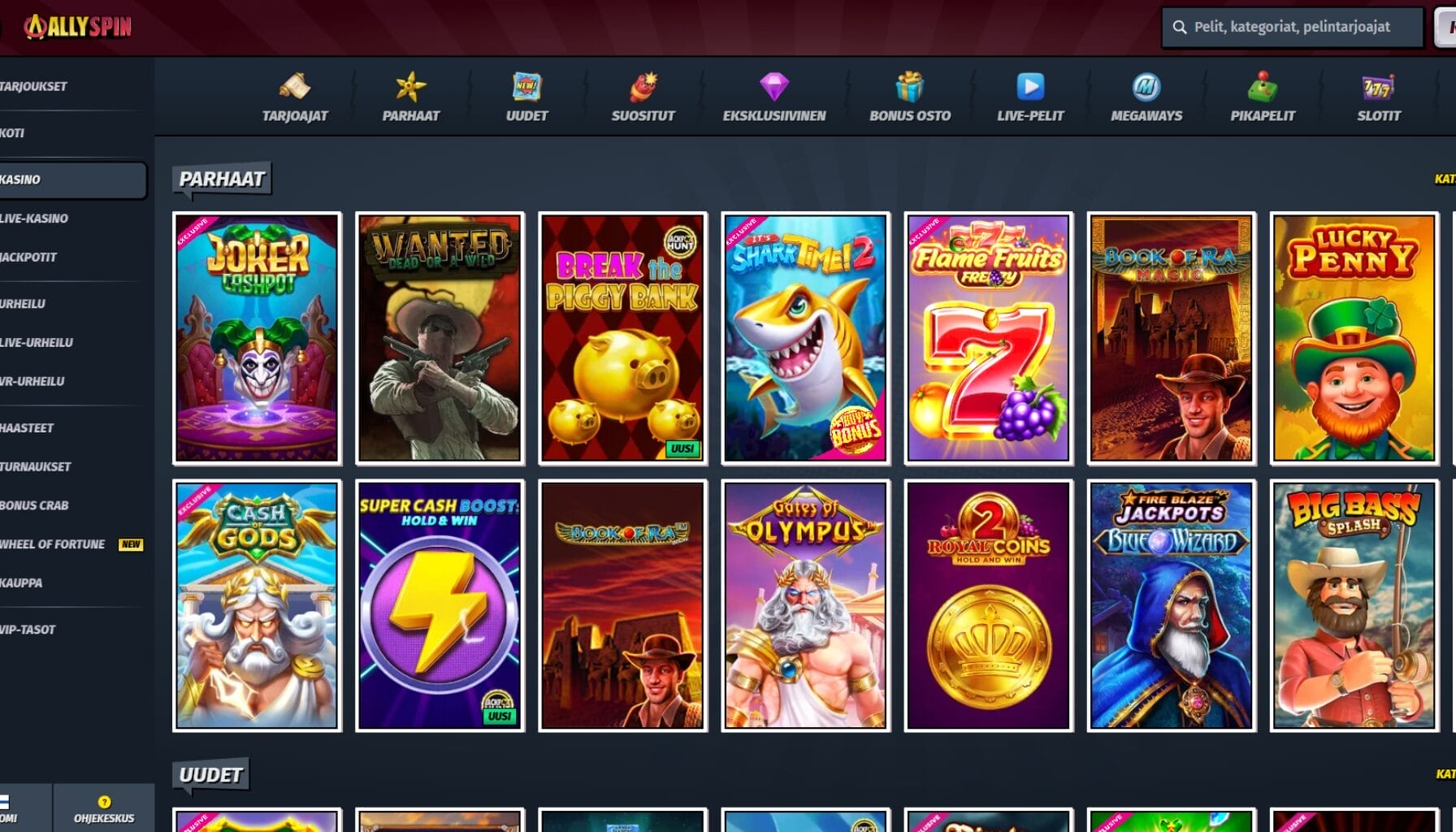 AllySpin casinon ulkoasu