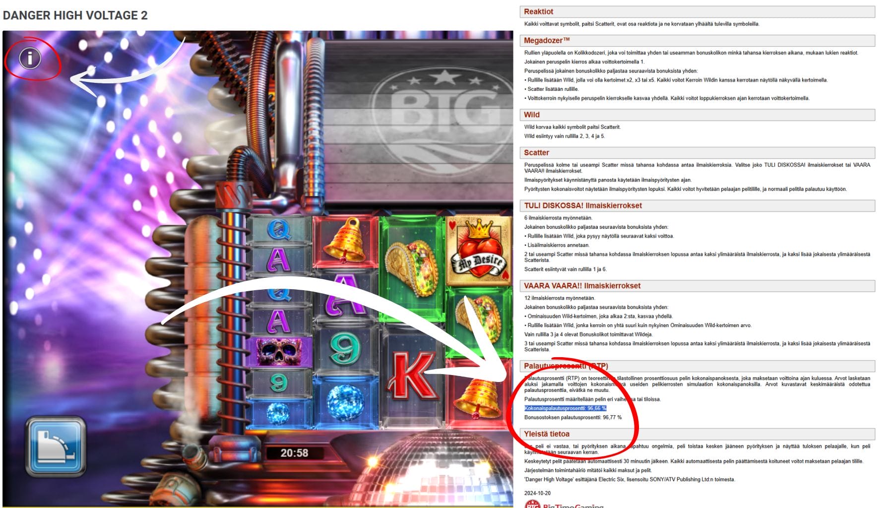 Big Time Gaming pelien palautusprosentin tarkistaminen