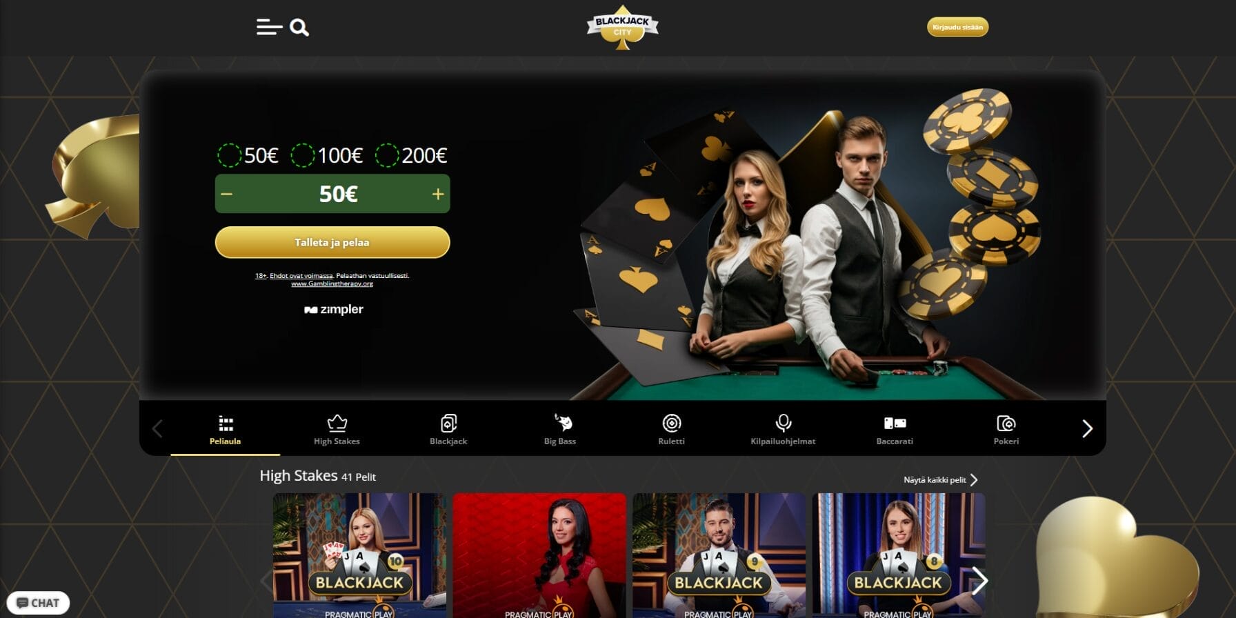 Blackjack city Casinon ulkoasu