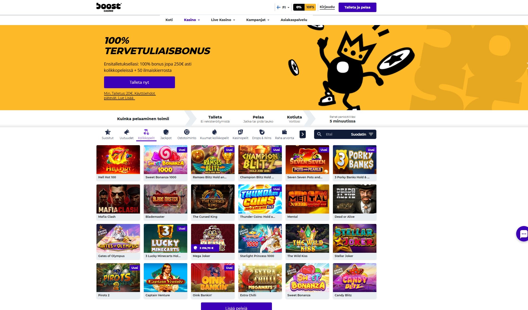 Boost Casinon ulkoasu