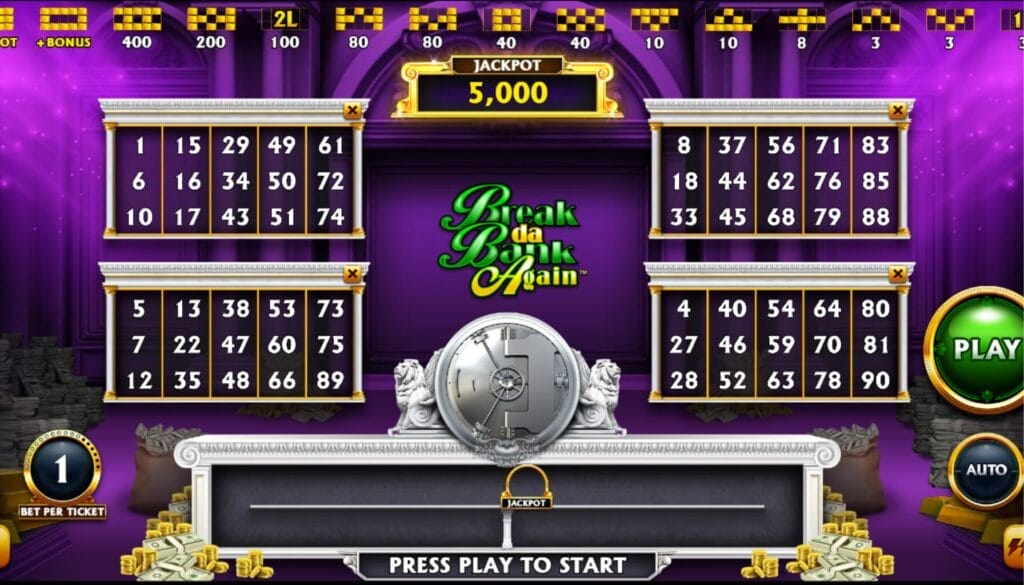 Break da Bank Again video bingon aloitusruutu