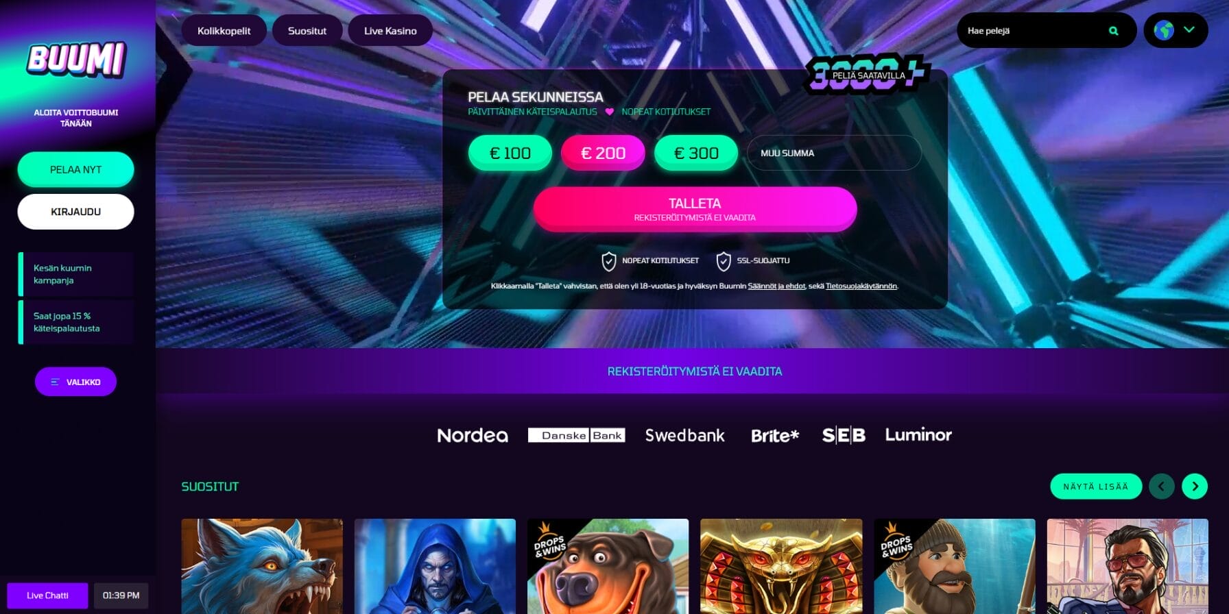 Buumi Casinon ulkoasu