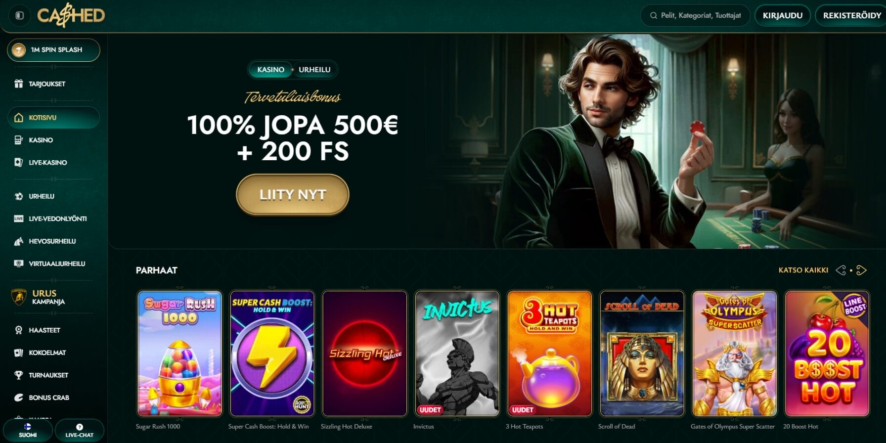 Cashed Casinon ulkoasu