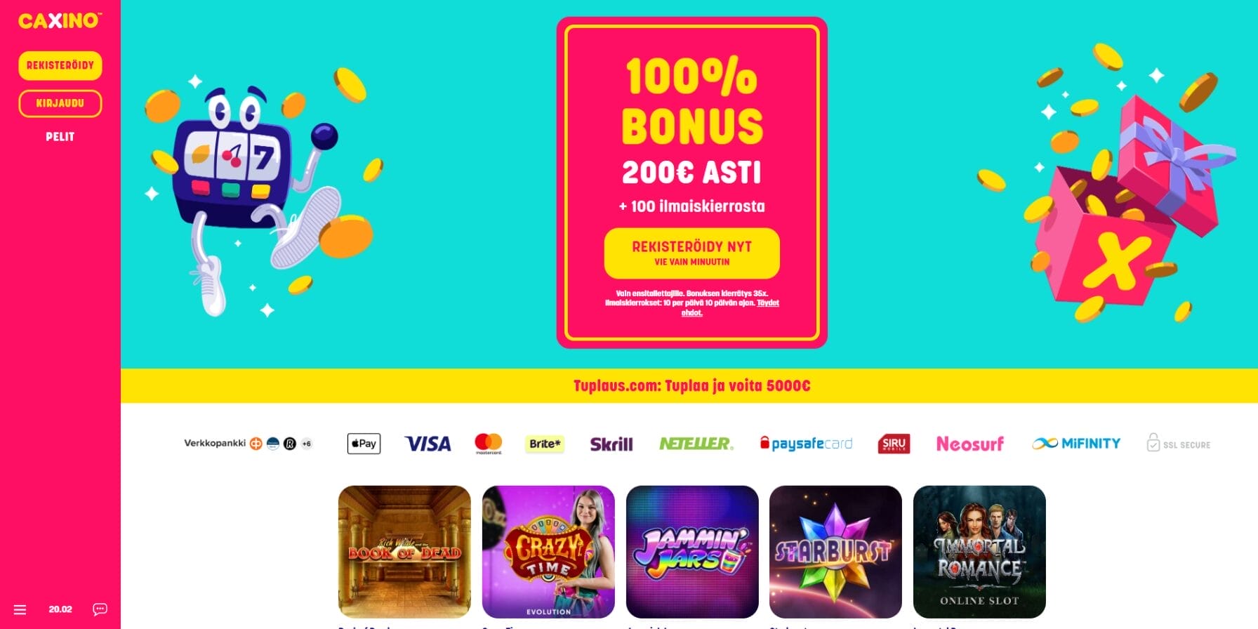 Caxino Casinon ulkoasu