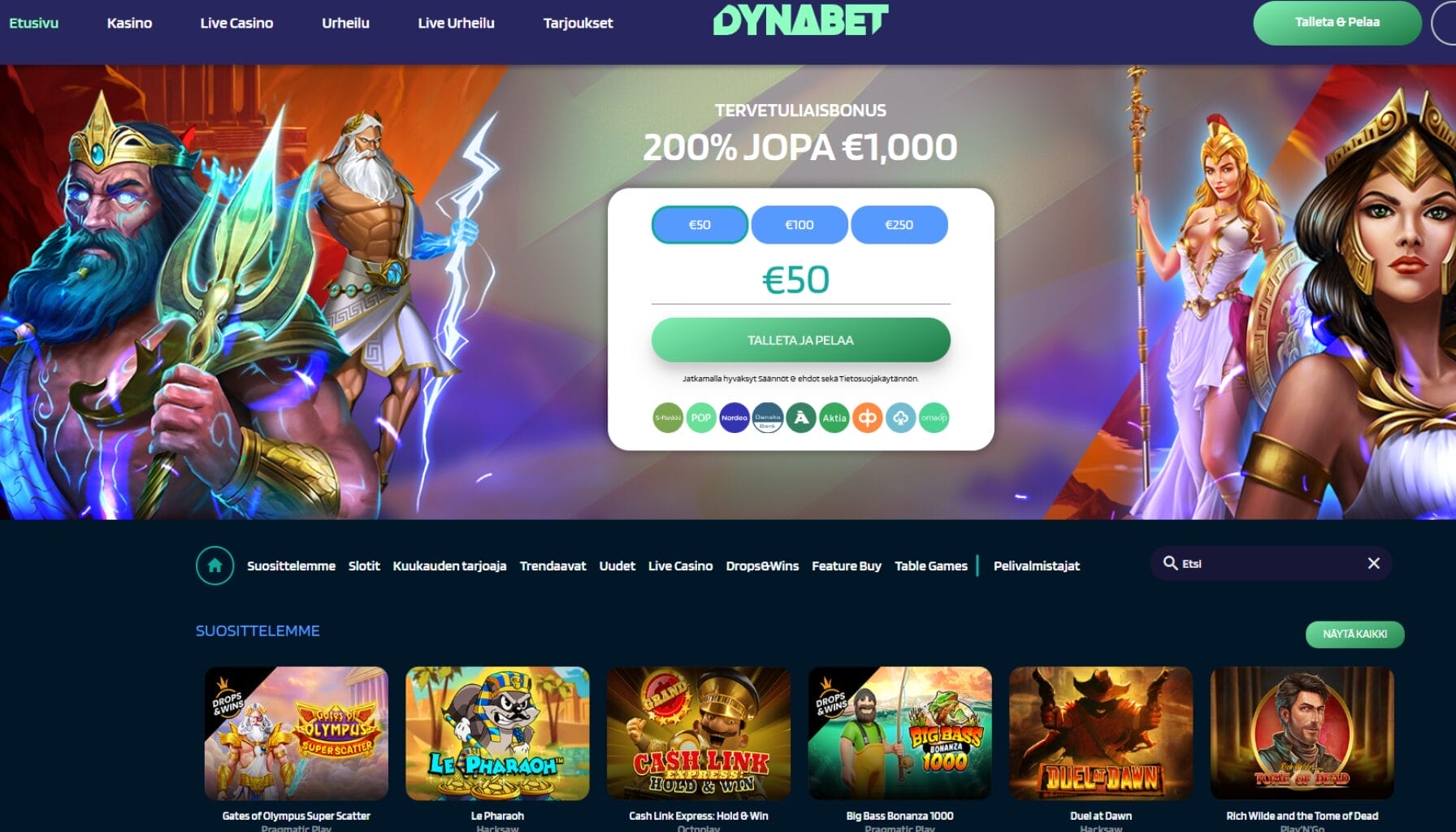 Dynabet Casinon ulkoasu