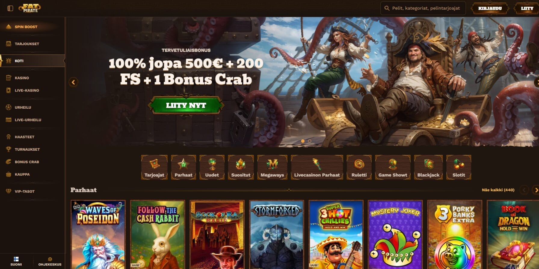 FatPirate Casinon ulkoasu