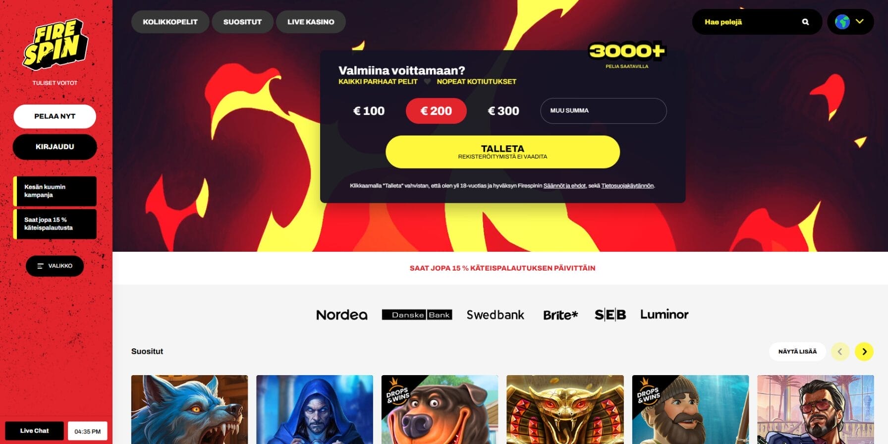 Firespin Casinon ulkoasu