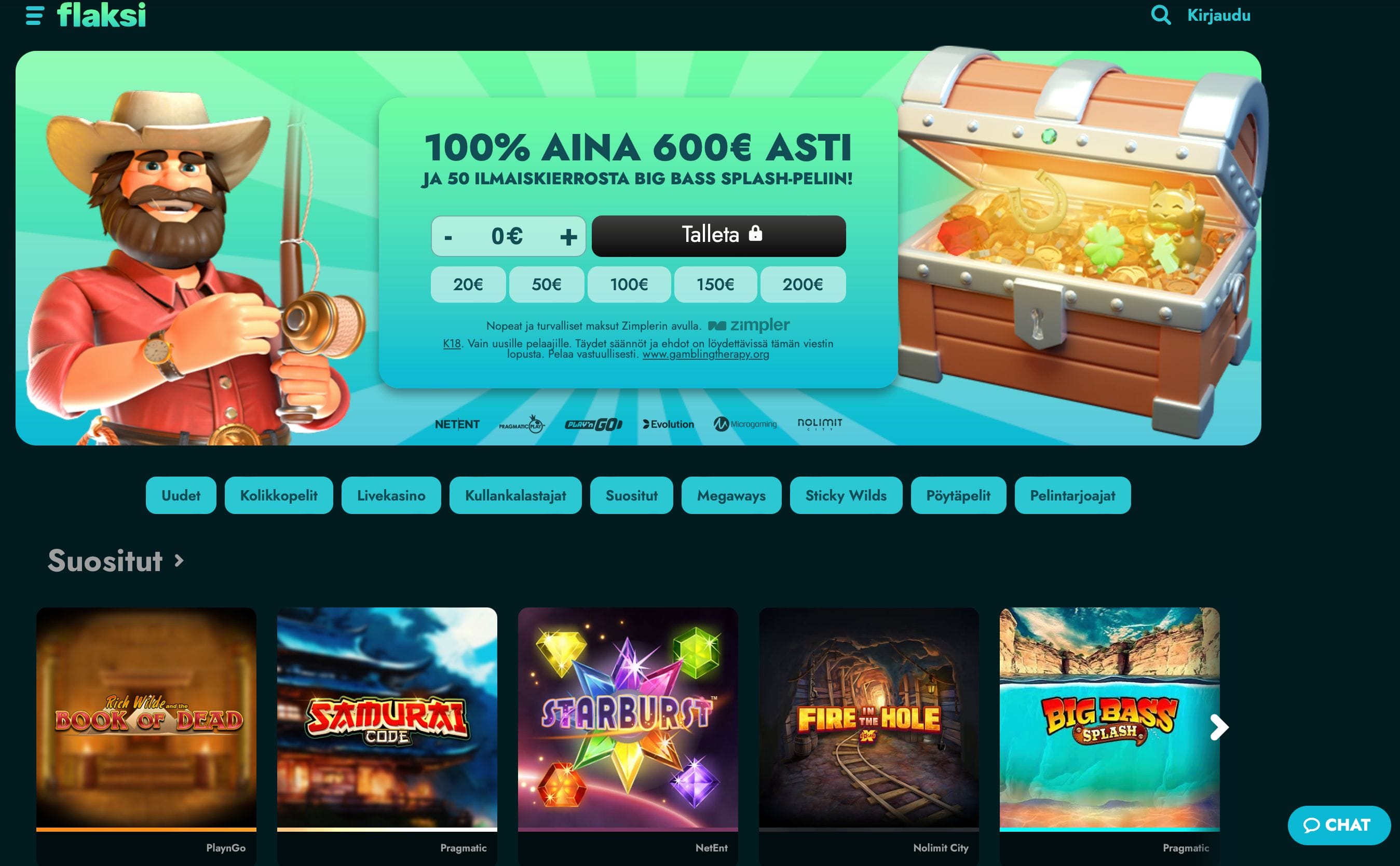 Flaksi casinon ulkoasu