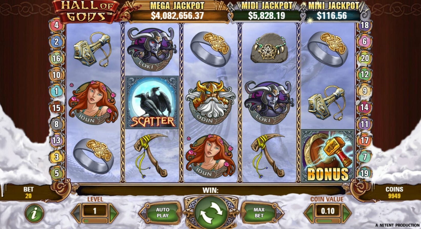 Hall of Gods: NetEnt jackpotpeli