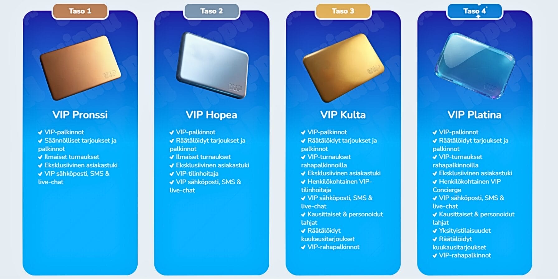 huippukasino VIP-ohjelman tasot