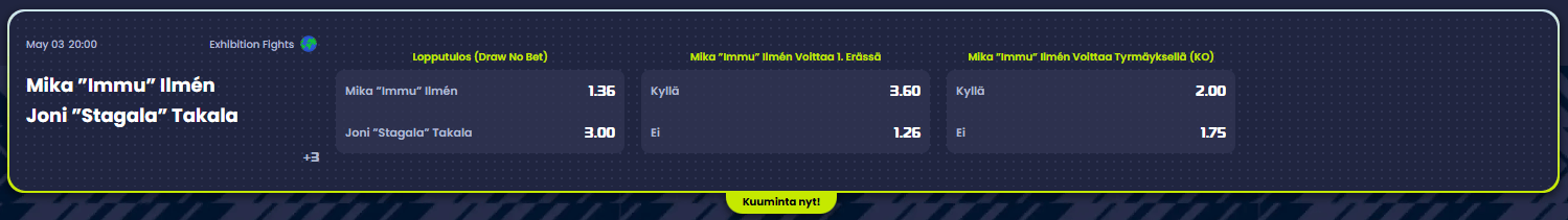 Immu vs Stagala kertoimet Epicbet