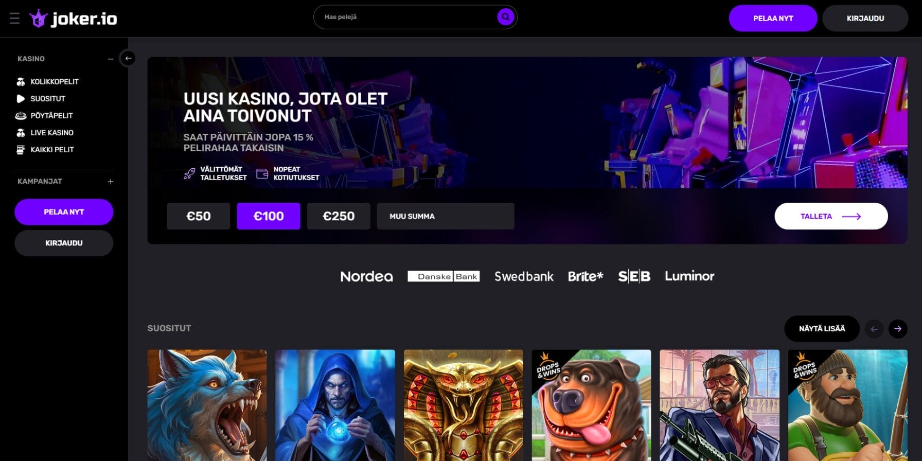 Joker.io Casinon ulkoasu