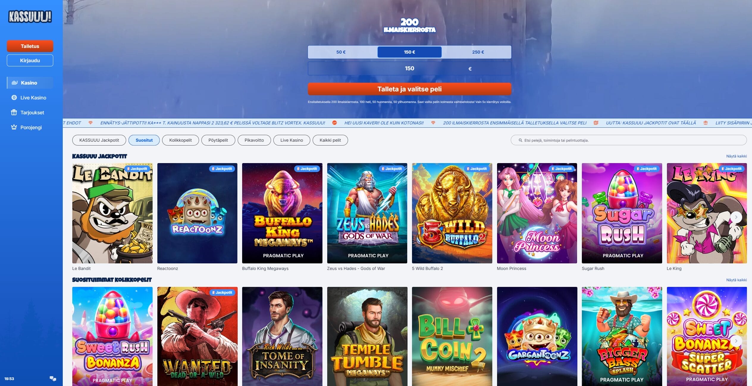 Kassuuu Kasinon ulkoasu