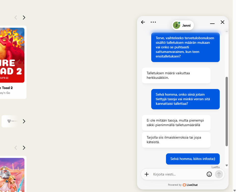 Kokemus pelikioskin asiakaspalvelusta