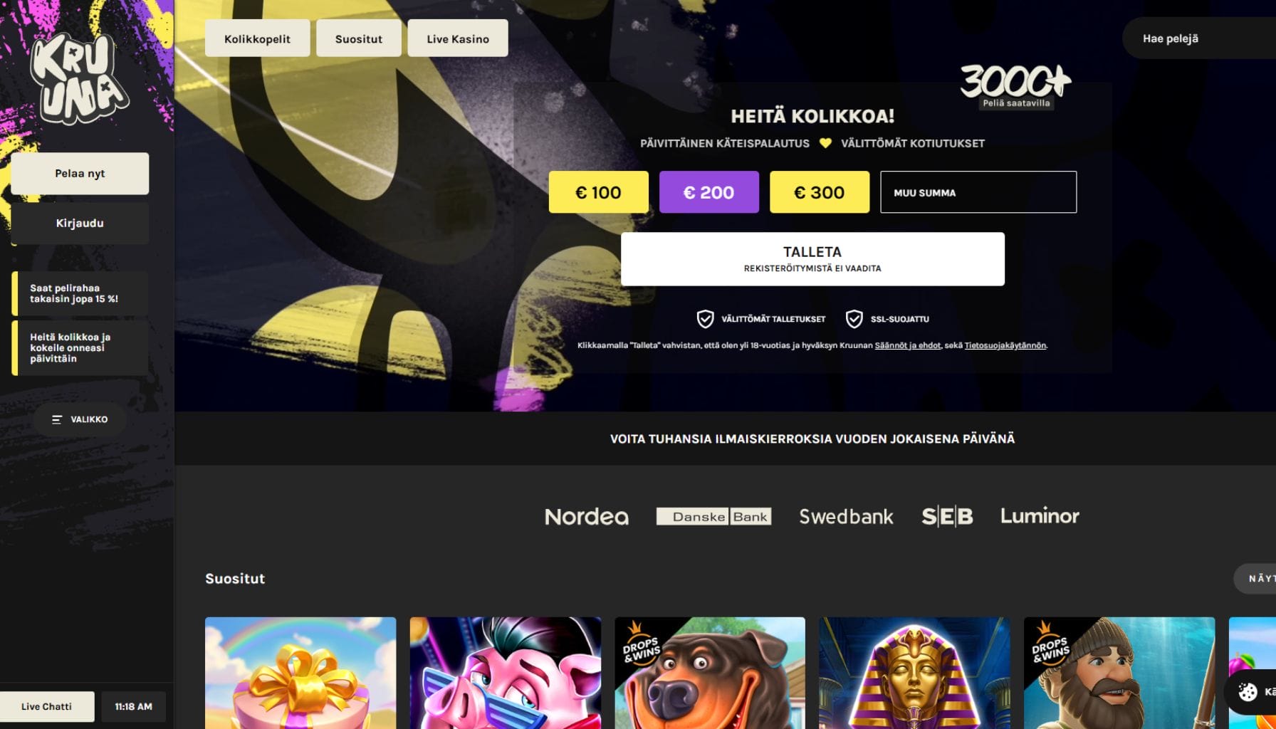 Kruuna Casinon ulkoasu