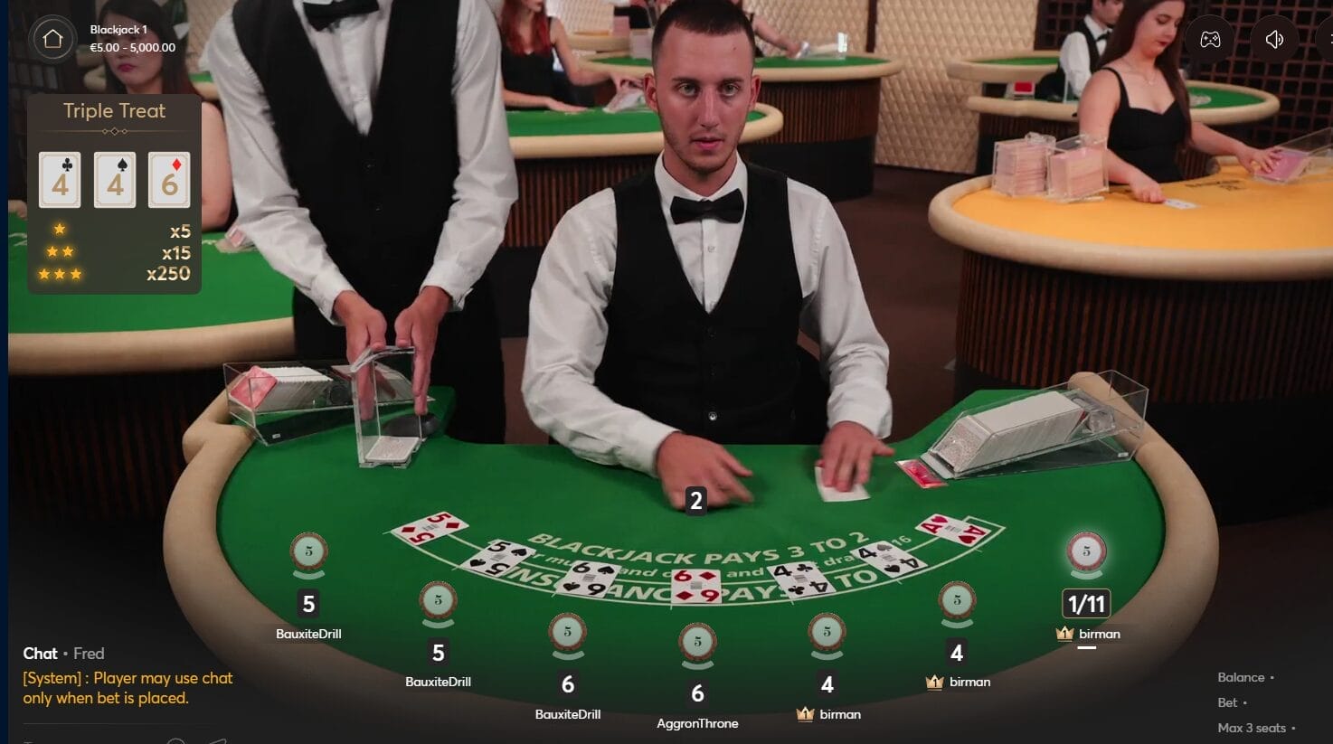 Live88 Blackjack VIP: Peli käynnissä