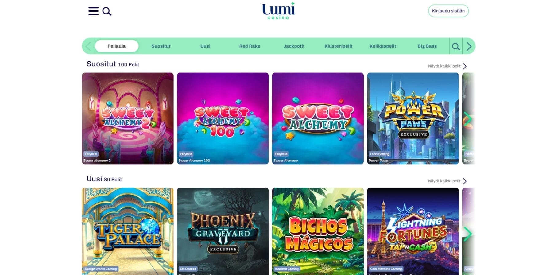 Lumicasino casinon ulkoasu