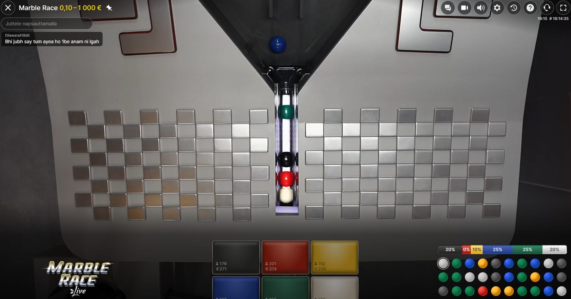 Marble Race pelikierroksen loppu