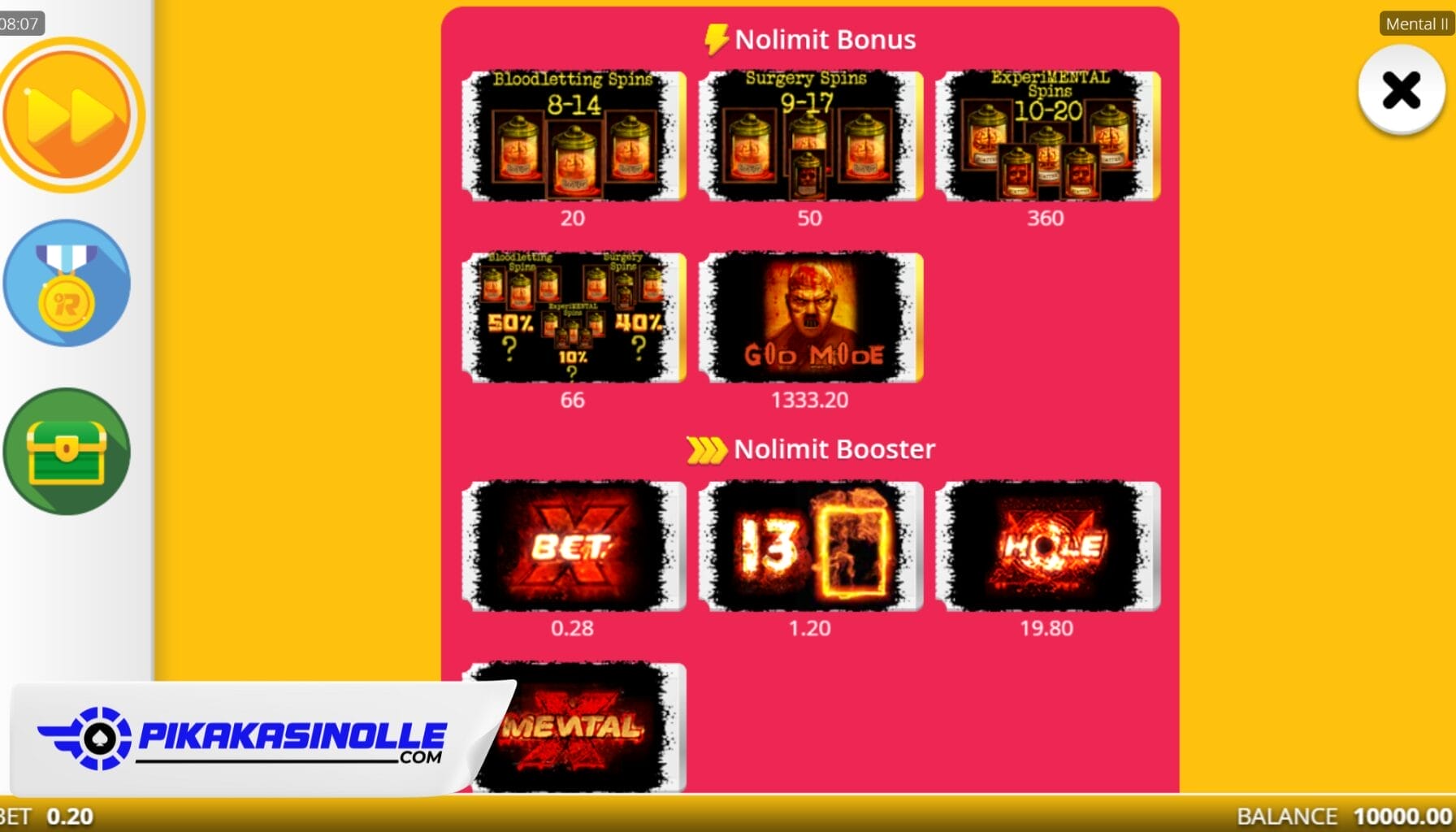 Mental 2 kolikkopelin bonusbuy vaihtoehdot ja hinnat