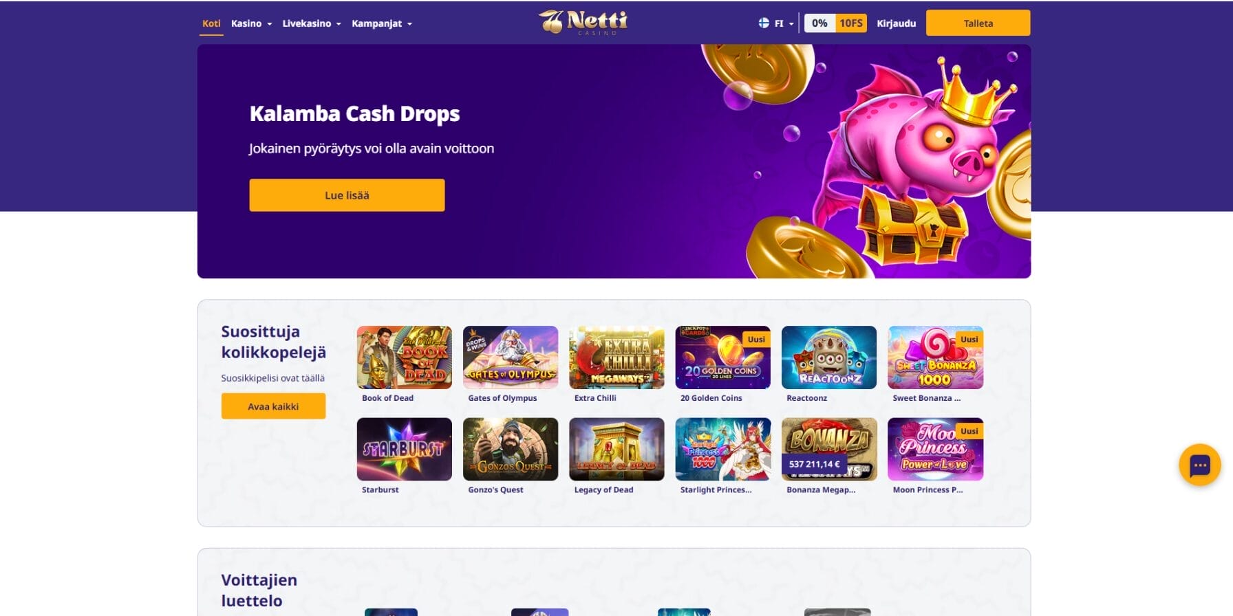 Netticasino Casinon ulkoasu