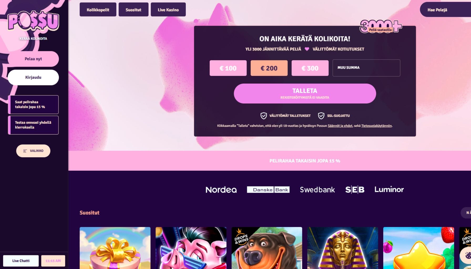 Possu Casinon ulkoasu