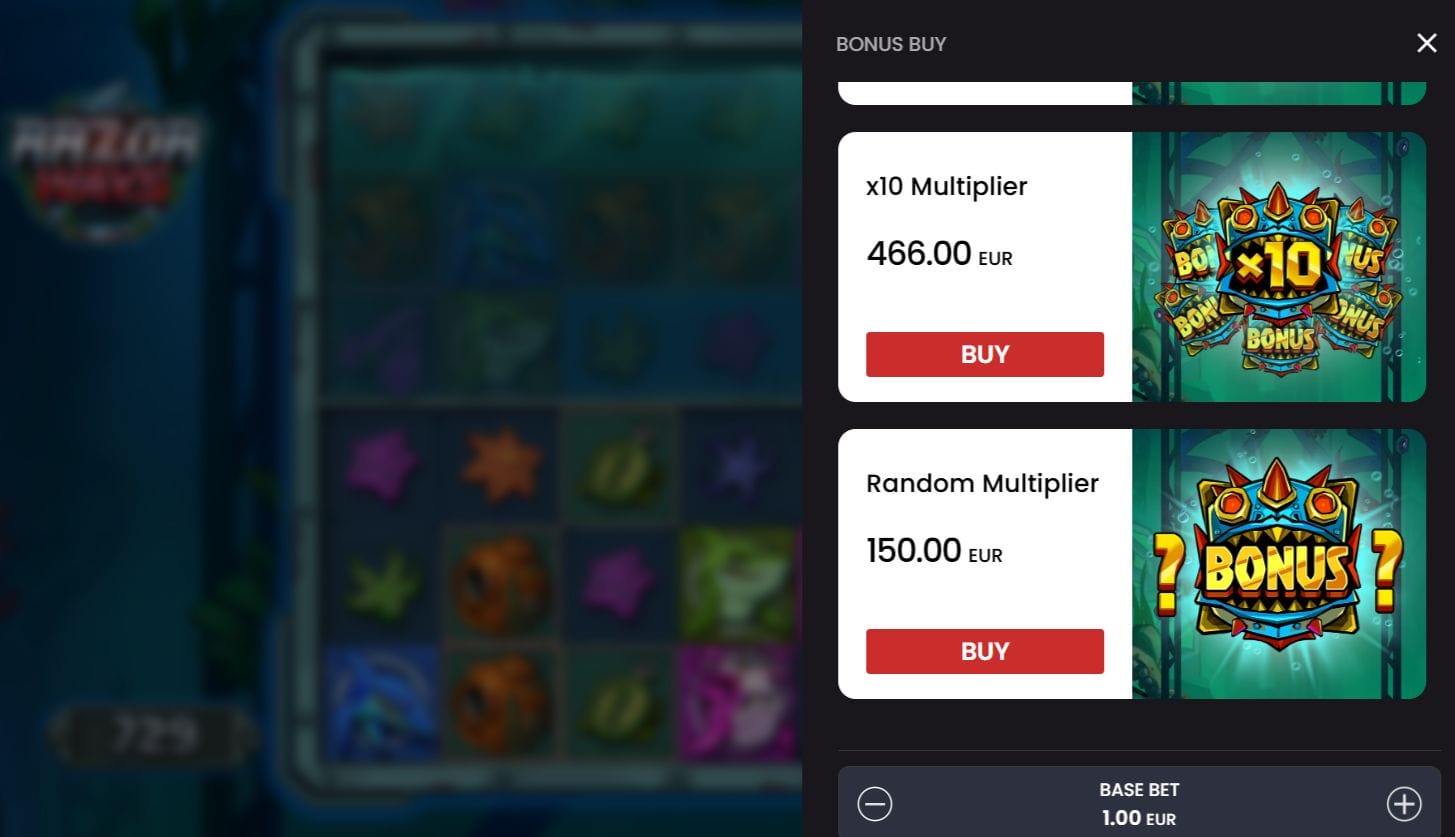 Razor Ways kolikkopelin ostobonukset