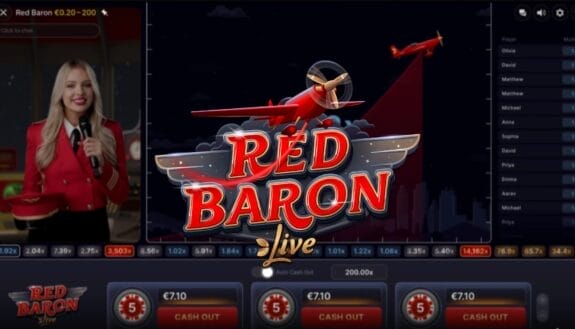 Red Baron Live: Evolution Gaming uusi Crash-peli livekasinoilla