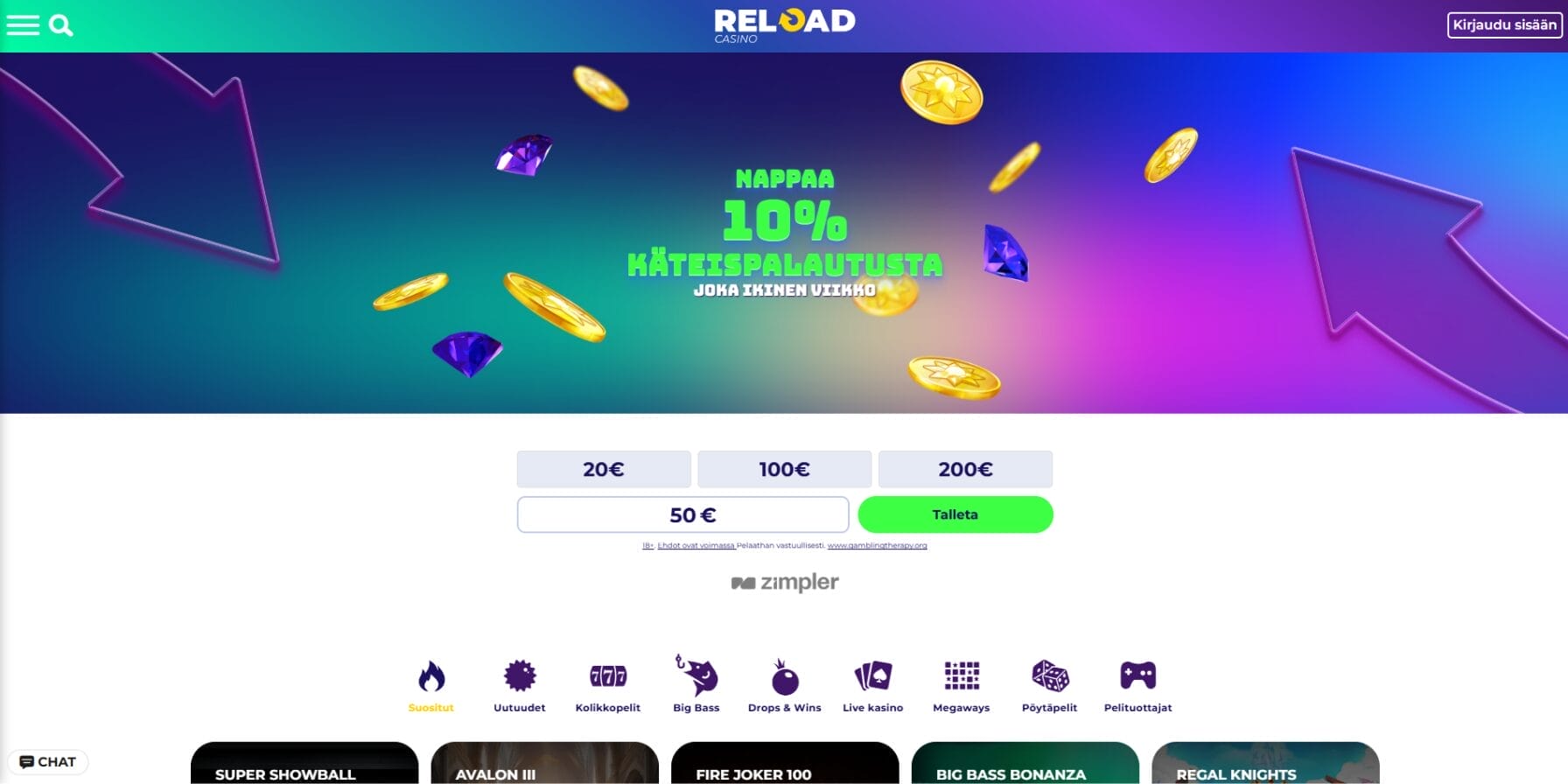 reload casinon ulkoasu