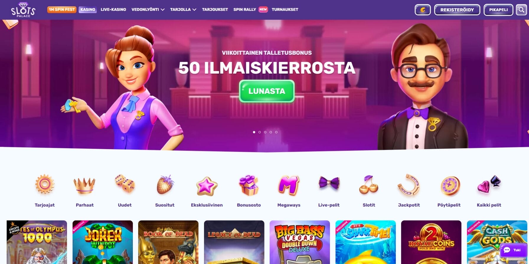 Slotspalace casinon ulkoasu
