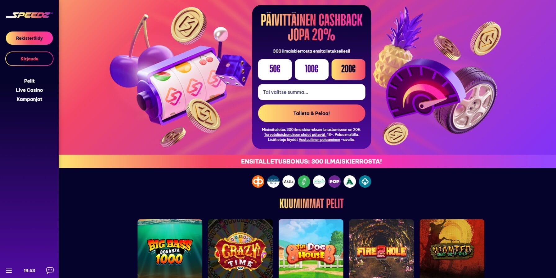 Speedz Casinon ulkoasu