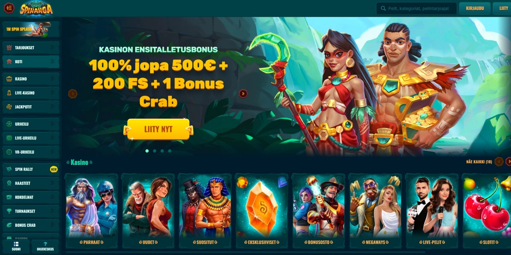 Spinanga casinon ulkoasu