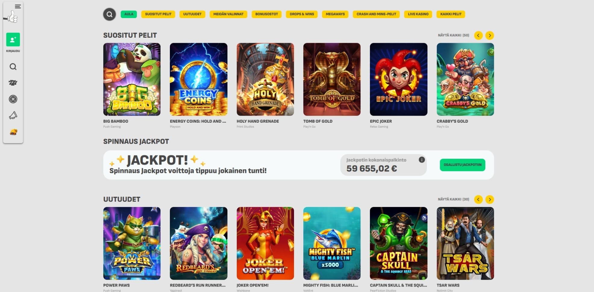Spinnaus Casinon ulkoasu