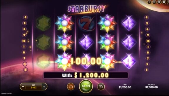 Starburst kolikkopeli NetEnt ulkoasu