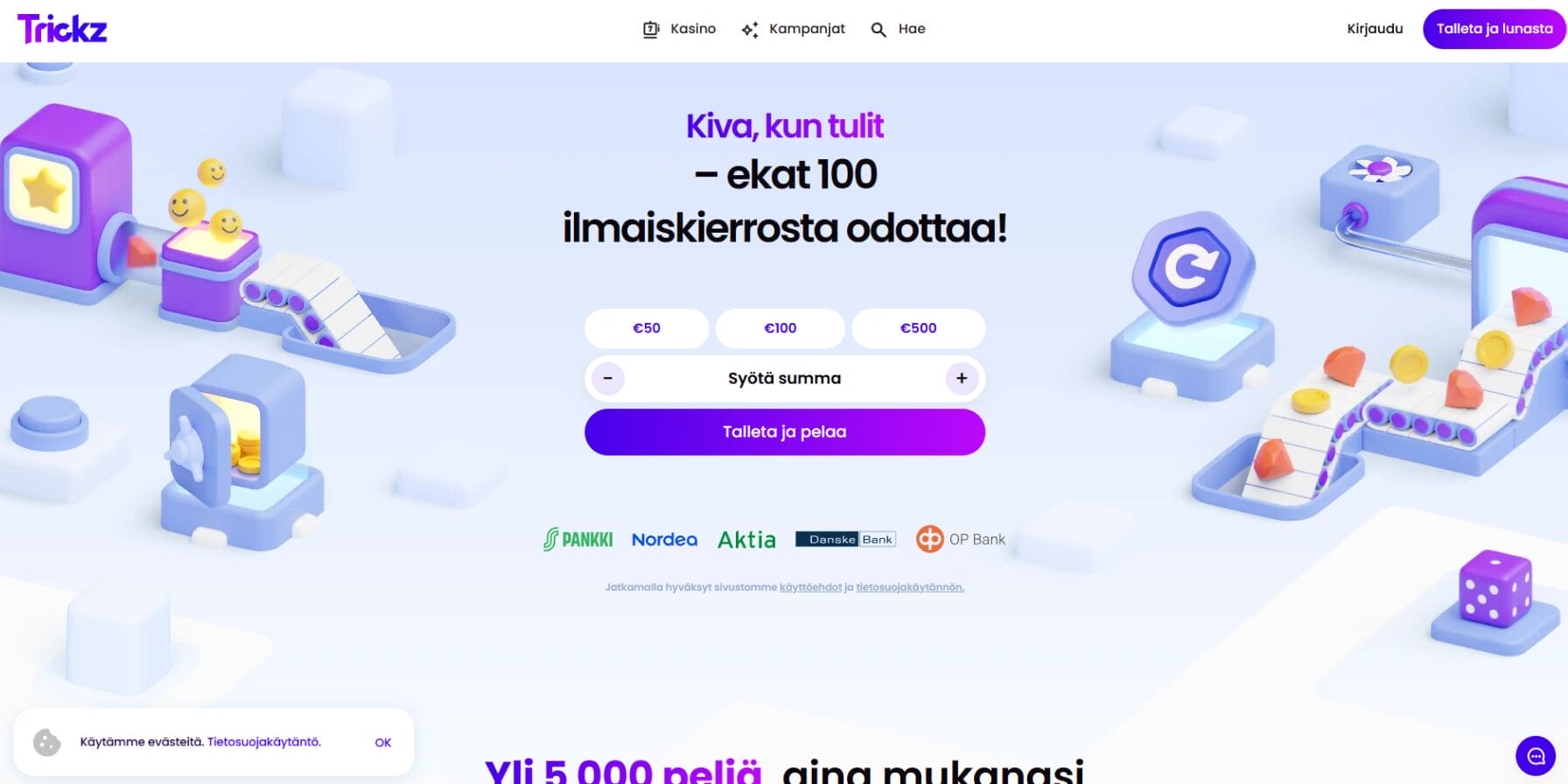Trickz Casinon ulkoasu