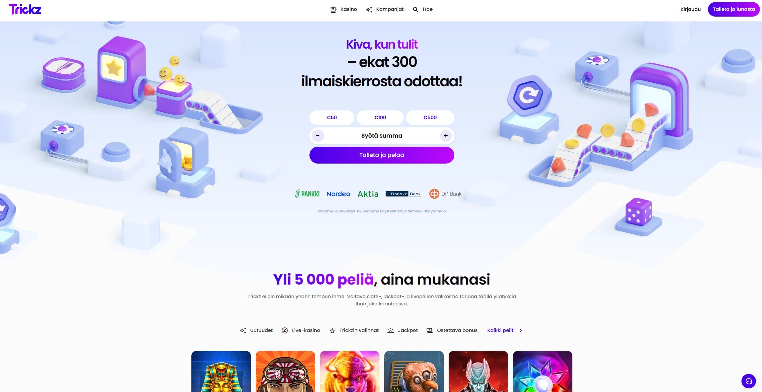 Trickz Kasinon ulkoasu