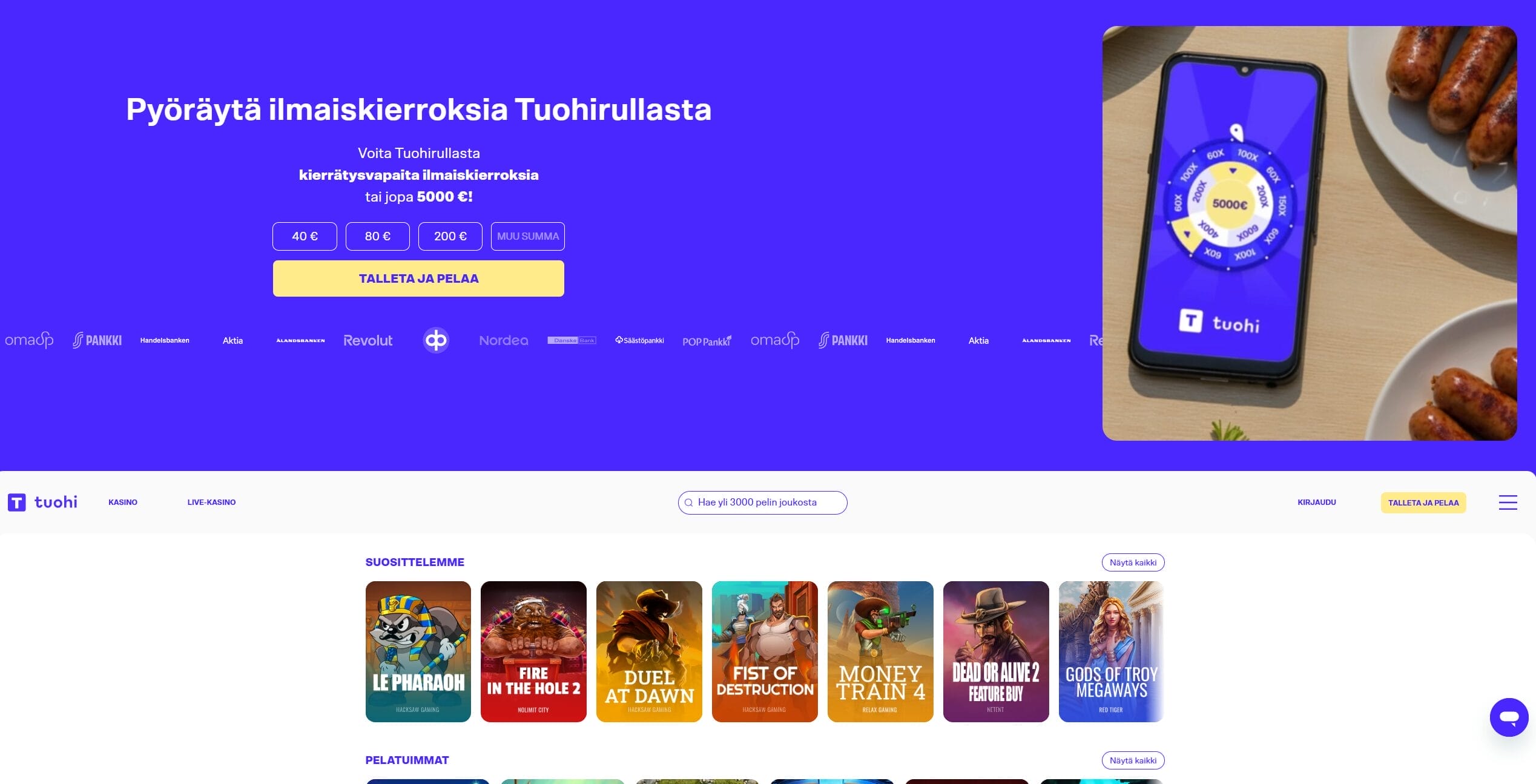 Tuohi Casinon ulkoasu