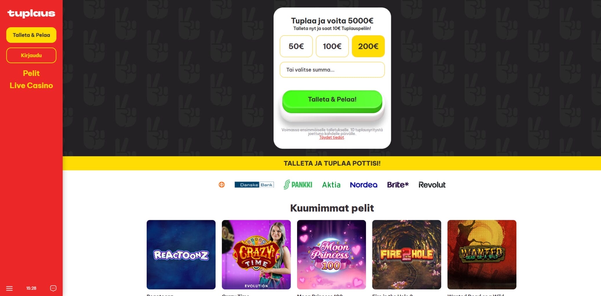 Tuplaus Kasinon ulkoasu