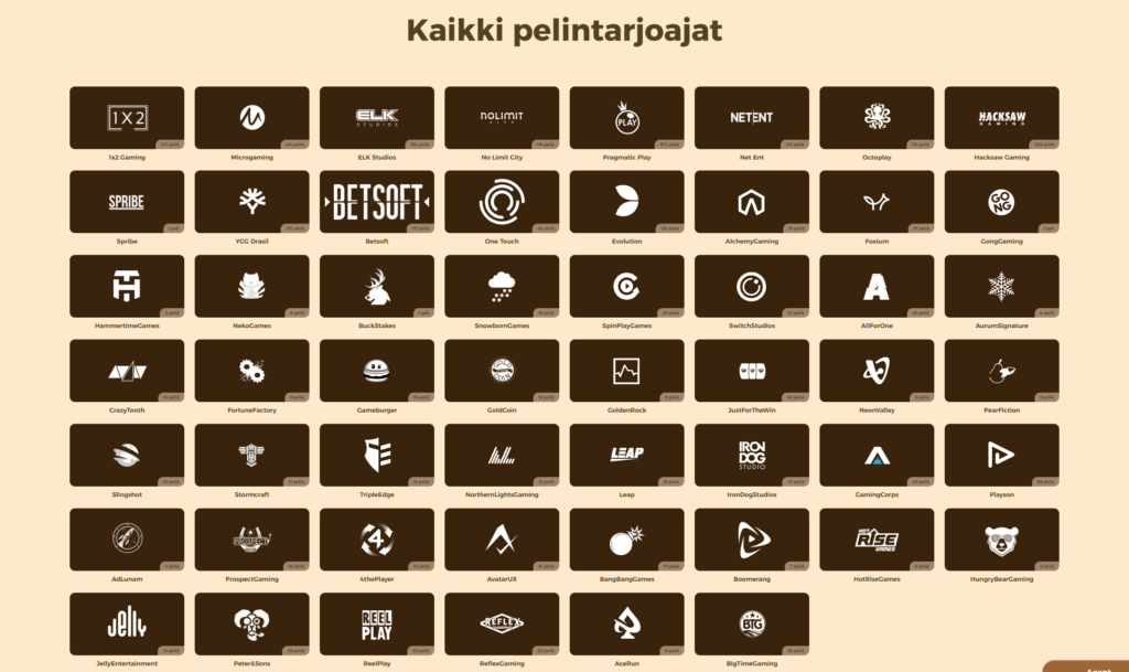 Tuurikasinon pelintarjoajat taulukossa