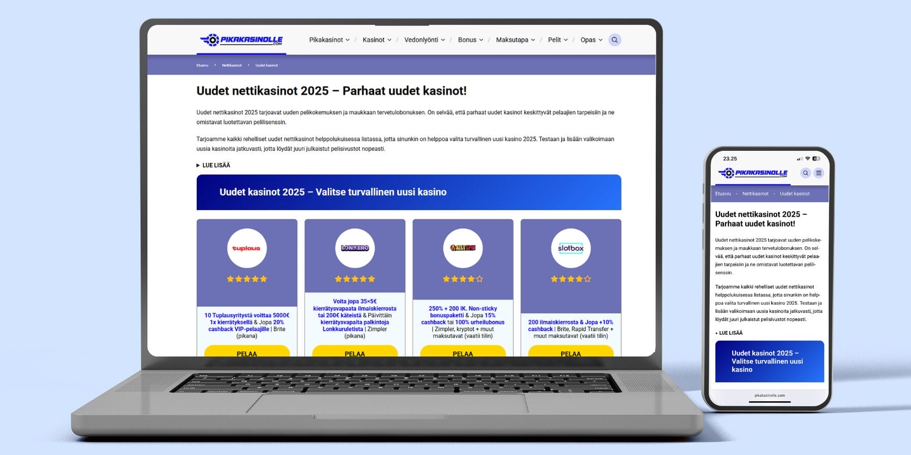 Uudet nettikasinot löytää kätevästi pikakasinolle comista kaikilla laitteilla