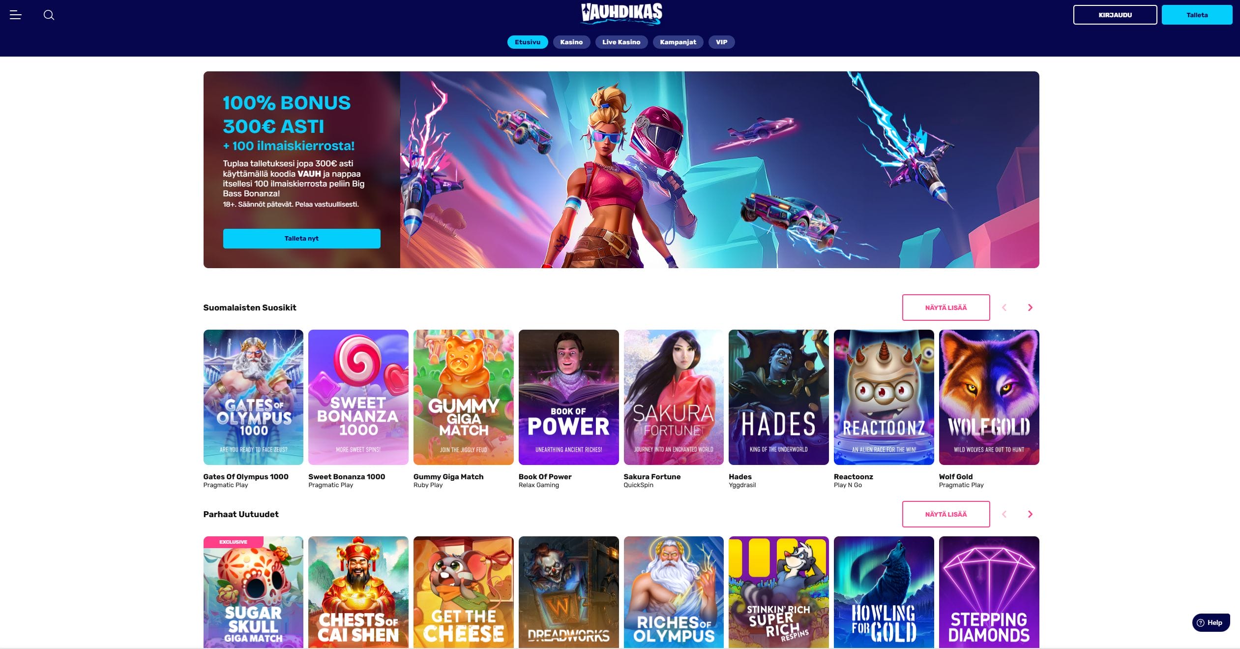 Vauhdikas Kasinon ulkoasu