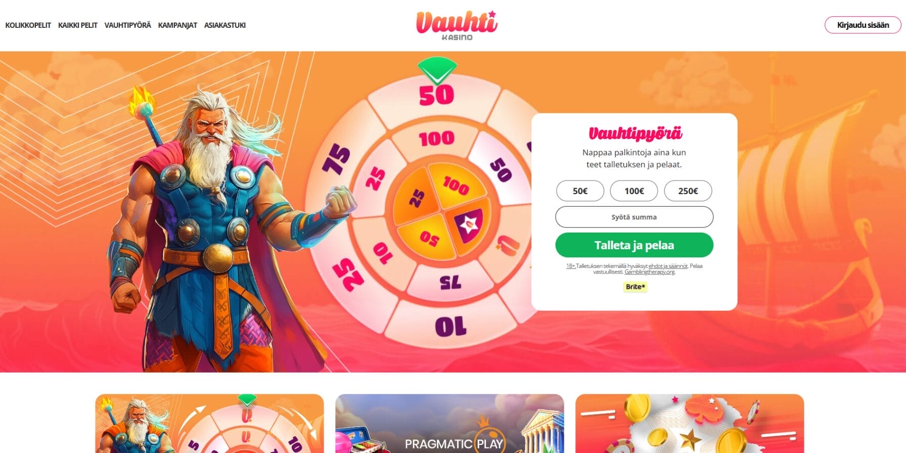 Vauhti kasinon ulkoasu