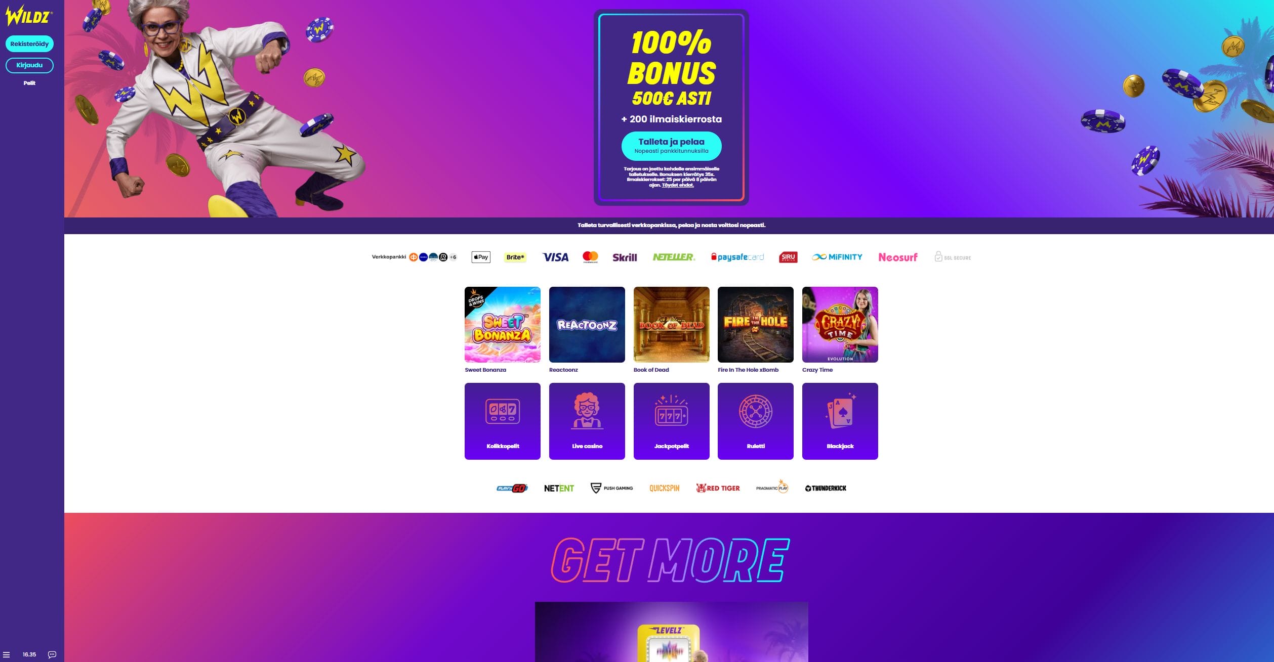 Wildz Casinon ulkoasu