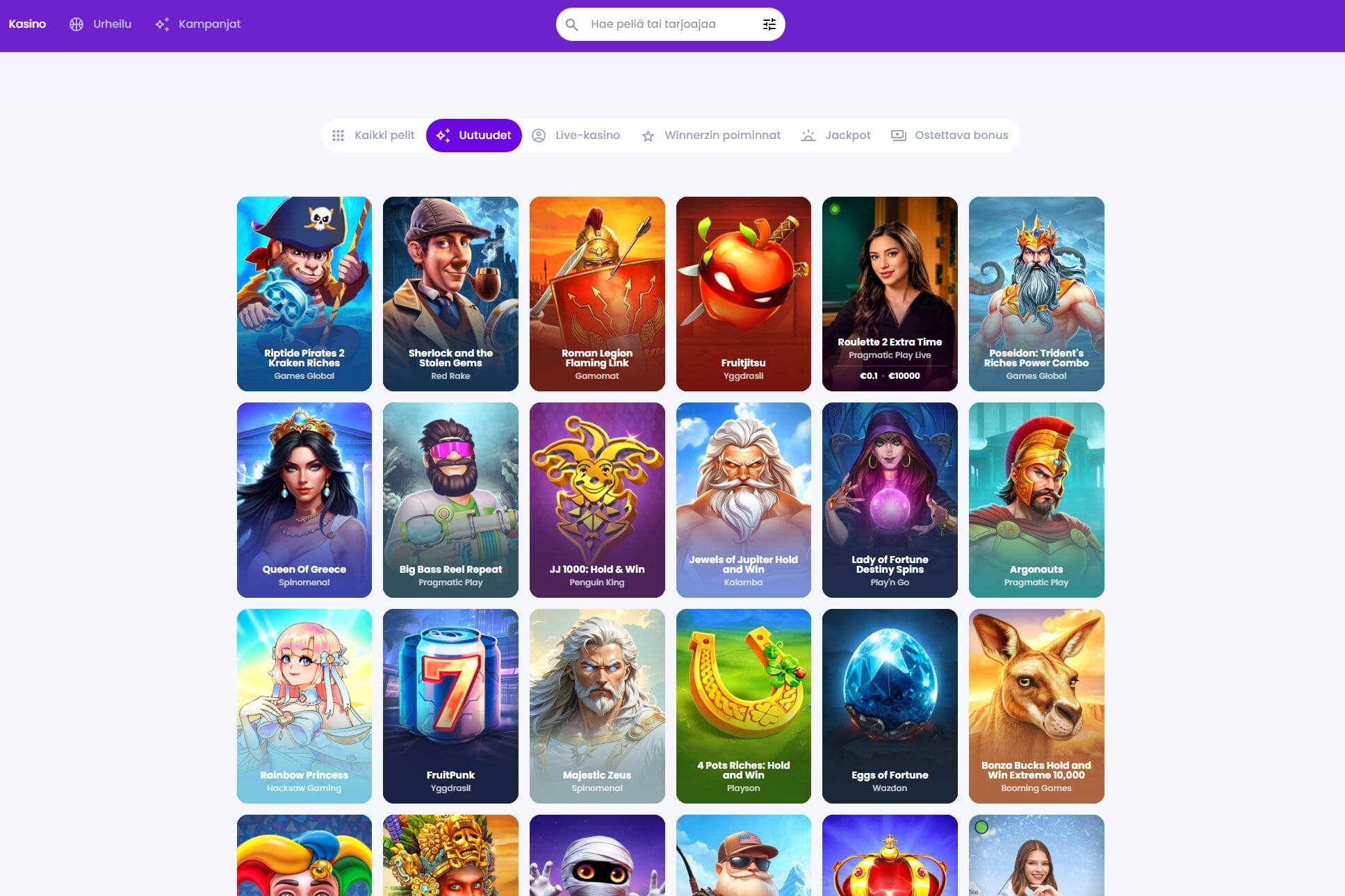 Winnerz Casinon pelivalikoima