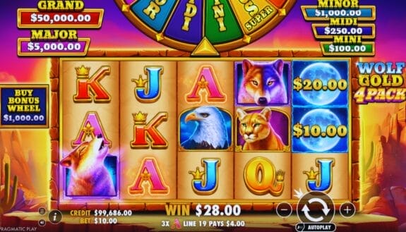 Wolf Gold 4 Pack Pragmatic Play kolikkopeli